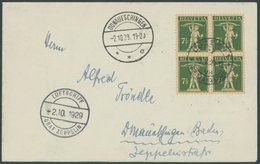 1929, 4. Schweizfahrt, Abwurf Luzern, Frankiert Mit 7 1/2 Rp. Tell Im Viererblock, Prachtbrief -> Automatically Generate - Airmail & Zeppelin