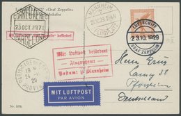 ZEPPELINPOST 44B BRIEF, 1929, Spanienfahrt, Bordpost, Mit Transitstempel, PARIS Und MANNHEIM, Prachtkarte - Airmail & Zeppelin