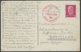 1929, Spanienfahrt, Bordpost Und Bei Sieger Unbekannter Abgabestempel Friedrichshafen, Prachtkarte -> Automatically Gene - Luft- Und Zeppelinpost