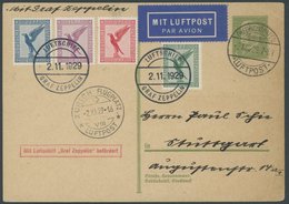 1929, Fahrt Nach Zürich-Dübendorf, 5 Pf. Ganzsachenkarte Mit Auflieferung Friedrichshafen, Die Zusatzfrankatur Mit Bordp - Airmail & Zeppelin