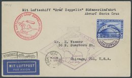 1930, Südamerikafahrt, Friedrichshafen-Praia, Versehentlich über Cuba Befördert, Weiterleitung Nach Chicago, Mit US-Sond - Airmail & Zeppelin