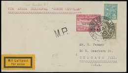 1930, Südamerikafahrt, Brasil-Post, Frankiert Mit 10.000 Rs., Aufdruck USA, Prachtbrief -> Automatically Generated Trans - Airmail & Zeppelin