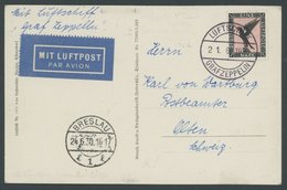 ZEPPELINPOST 68Ab BRIEF, 1930, Deutschlandfahrt, Bordpost, Von Friedrichshafen (21.6.) Bis Abwurf Breslau (24.6.), Prach - Airmail & Zeppelin