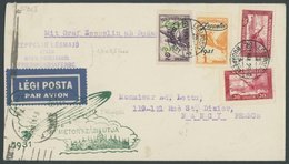 1931, Ungarnfahrt, Ungarische Post, Budapest-Friedrichshafen, Mit Beiden Zeppelinmarken, Sonderbestätigungsstempel Type  - Airmail & Zeppelin