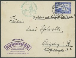 1931, Pommernfahrt, Stettin-Friedrichshafen, Auflieferung Stettin, Frankiert Mit 2 RM, Prachtbrief Der Stettiner Rundsch - Poste Aérienne & Zeppelin