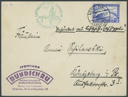 1931, Pommernfahrt, Stettin-Friedrichshafen, Auflieferung Stettin, Frankiert Mit 2 RM, Prachtbrief Der Stettiner Rundsch - Airmail & Zeppelin