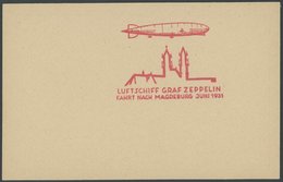 1931, Magdeburgfahrt, Original Musterabschlag Des Roten Sonderbestätigungsstempels, Blanko Prachtkarte -> Automatically  - Airmail & Zeppelin