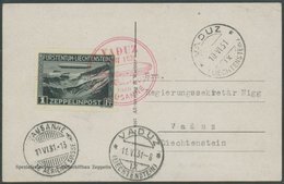 1931, Fahrt Nach Vaduz, Frankiert Mit Sondermarke 1 Fr. Auf Sonder-Fotokarte Des Luftschiffbau Zeppelin Vaduz Von Oben,  - Airmail & Zeppelin