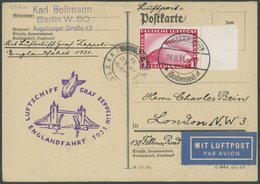 1931, Englandfahrt, Auflieferung Friedrichshafen, Frankiert Mit 1 RM, Ankunftsstempel 19.8.1931 (laut Sieger Nicht Mögli - Poste Aérienne & Zeppelin