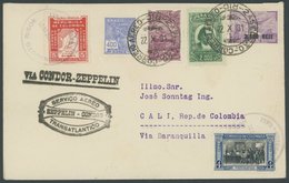 1931, 3. Südamerikafahrt, Brasil-Post, Mit Kolumbianischer Zusatzfrankatur, Prachtkarte Nach Kolumbien -> Automatically  - Airmail & Zeppelin