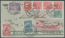 1932, 3. Südamerikafahrt, Brasil-Post, Auflieferung Santa Cruz, U.a. Mit 350 R. VARIG Zur Weiterleitung Nach Recife über - Airmail & Zeppelin