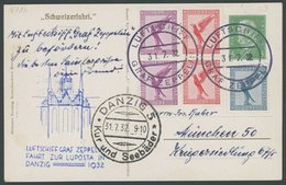 ZEPPELINPOST 169Ab BRIEF, 1932, LUPOSTA-Fahrt, Bordpost, Private Ganzsachenkarte Frankiert U.a. Mit 2x W 22, Pracht - Luft- Und Zeppelinpost