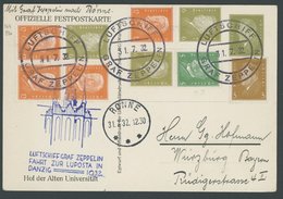 ZEPPELINPOST 169Bb BRIEF, 1932, LUPOSTA-Fahrt, Bordpost, Abwurf Rønne, Privat-Ganzsachenkarte (350 Jahre Universität Wür - Airmail & Zeppelin