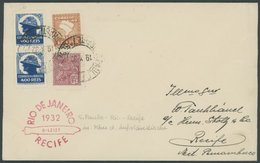 1932, 8. Südamerikafahrt, Brasil-Post, Etappenpost Rio De Janeiro - Recife, Prachtbrief, Gepr. Dr. Simon -> Automaticall - Airmail & Zeppelin