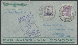 1932, 9. Südamerikafahrt, Brasil-Post, Mit Blauem Sonderbestätigungsstempel, Prachtbrief Nach England -> Automatically G - Airmail & Zeppelin