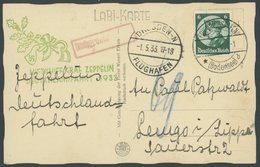 1933, Deutschlandfahrt, Auflieferung Friedrichshafen, Abwurf Dresden, Ansichtskarte Horst Wessel Die Fahne Hoch, Mit 60  - Airmail & Zeppelin
