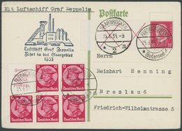 ZEPPELINPOST 217Aa BRIEF, 1933, Saargebietsfahrt, Auflieferung Friedrichshafen, Frankiert U.a. Mit W 30.3 Und S 102, Kar - Luft- Und Zeppelinpost