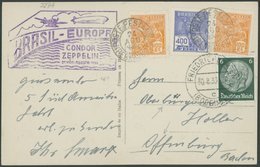 1933, 5. Südamerikafahrt, Mit Deutscher Zusatzfrankatur, Prachtkarte -> Automatically Generated Translation: 1933, "5. S - Airmail & Zeppelin