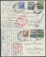 1936, 1. Südamerikafahrt, Bordpost Der Rückfahrt, 2 Bildpostkarten Mit Signaturen Von Ehrengästen Sowie Kapitän Schiller - Airmail & Zeppelin