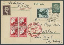 ZEPPELINPOST 456b BRIEF, 1938, Fahrt In Das Sudetenland, Sonderbestätigungsstempel In Dunkelrot, Prachtkarte Mit Hitler- - Airmail & Zeppelin