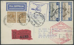 Ägypten: 1933, 3. Südamerikafahrt, Anschlussflug Ab Berlin, Einschreibbrief Von Alexandria Nach London, Mit Britischer Z - Poste Aérienne & Zeppelin