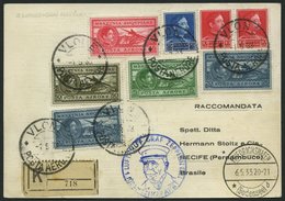 ZULEITUNGSPOST 202 BRIEF, Albanien: 1933, 1. Südamerikafahrt, Einschreibkarte, Pracht - Correo Aéreo & Zeppelin