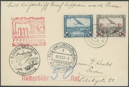 Belgien: 1939, Fahrt Nach Essen, Nachgebühr 50 Pf. Wegen Fehlendem Deutschen Zeppelinporto!, Prachtkarte -> Automaticall - Luft- Und Zeppelinpost