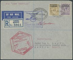 Britische Post Marokko (Tanger): 1933, 3. Südamerikafahrt, Anschlußflug Ab Berlin, Einschreibbrief, Pracht -> Automatica - Luft- Und Zeppelinpost