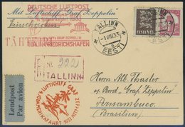 Estland, 1933, 4. Südamerikafahrt, Anschlußflug Ab Berlin, Einschreibkarte, Pracht -> Automatically Generated Translatio - Correo Aéreo & Zeppelin