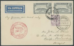 Gibraltar: 1934, 5. Südamerikafahrt, über Stuttgart - Friedrichshafen Nach Recife, Drucksache, Prachtbrief -> Automatica - Poste Aérienne & Zeppelin