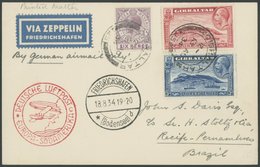 Gibraltar: 1934, 5. Südamerikafahrt, Drucksache, Prachtkarte -> Automatically Generated Translation: Gibraltar: 1934, "5 - Airmail & Zeppelin