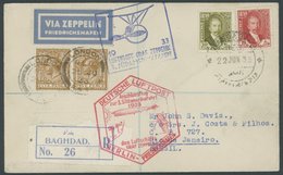 Irak: 1933, 3. Südamerikafahrt, Anschlussflug Ab Berlin, Einschreibbrief Von Bagdad Nach London, Mit Britischer Zusatzfr - Correo Aéreo & Zeppelin
