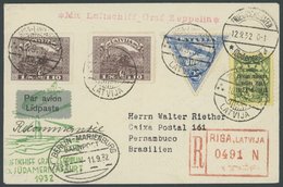 Lettland: 1932, 6. Südamerikafahrt, Einschreibbrief Ab Riga Mit Bahnpost Berlin-Marienburg, Pracht -> Automatically Gene - Poste Aérienne & Zeppelin