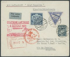 Lettland: 1933, 4. Südamerikafahrt, Anschlußflug Ab Berlin, Einschreib-Drucksache, Pracht -> Automatically Generated Tra - Airmail & Zeppelin