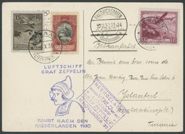 Liechtenstein: 1930, Hollandfahrt, Abwurf Venlo, Violetter Ankunftsstempel, Künstlerkarte Winterolympiade Von SCHAAN Nac - Poste Aérienne & Zeppelin