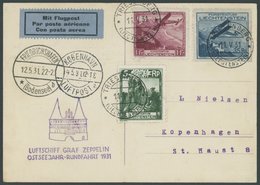 Liechtenstein: 1931, Ostseejahr-Rundfahrt, Abwurf Kopenhagen, Frankiert U.a. Mit Mi.Nr. 113 Mit Plattenfehler Abgeschräg - Poste Aérienne & Zeppelin