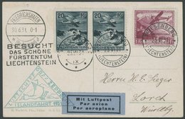 Liechtenstein: 1931, Islandfahrt, Abwurf Reykjavik, Mit L4 BESUCHT DAS SCHÖNE FÜRSTENTUM LIECHTENSTEIN, Frankiert U.a. M - Poste Aérienne & Zeppelin