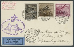 ZULEITUNGSPOST 122Aa BRIEF, Liechtenstein: 1931, Englandfahrt, Prachtkarte - Airmail & Zeppelin