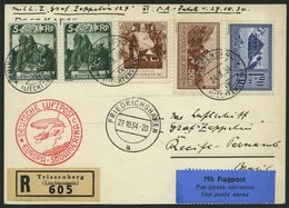 ZULEITUNGSPOST 283 BRIEF, Liechtenstein: 1934, 11. Südamerikafahrt, Einschreibkarte, Pracht - Airmail & Zeppelin