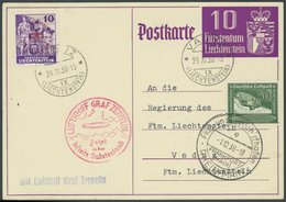 Liechtenstein: 1938, Sudetenlandfahrt, Mit Deutscher Zusatzfrankatur, Prachtkarte -> Automatically Generated Translation - Poste Aérienne & Zeppelin