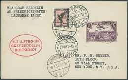 Luxemburg: 1931, Fahrt Nach Lausanne, Mit Deutsch-luxemburgerischer Frankatur, Prachtkarte In Die USA -> Automatically G - Luft- Und Zeppelinpost