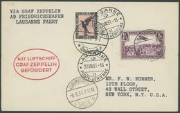 Luxemburg: 1931, Fahrt Nach Lausanne, Mit Deutsch-luxemburgerischer Frankatur, Prachtkarte In Die USA -> Automatically G - Airmail & Zeppelin