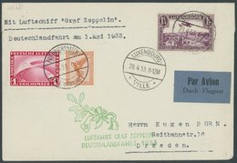 Luxemburg: 1933, Deutschlandfahrt, Mit Deutscher Zusatzfankatur, Prachtbrief -> Automatically Generated Translation: Lux - Poste Aérienne & Zeppelin