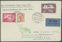 Luxemburg: 1933, Deutschlandfahrt, Mit Deutscher Zusatzfankatur, Prachtbrief -> Automatically Generated Translation: Lux - Airmail & Zeppelin