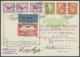 Luxemburg: 1933, 2. Südamerikafahrt, Abwurf, Barcelona, Mit Deutscher Zusatzfrankatur, Prachtkarte -> Automatically Gene - Luft- Und Zeppelinpost