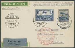 Luxemburg: 1936, 1. Nordamerikafahrt, Auflieferung Frankfurt (d), Aufgabe DIFFERDANGE, Mit Deutscher Zusatzfrankatur, Pr - Airmail & Zeppelin