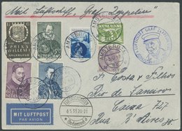 Niederlande: 1933, 1. Südamerikafahrt, Mit Rückseitigem Roten Via Condor-Zeppelin-Stempel, Prachtbrief -> Automatically  - Correo Aéreo & Zeppelin