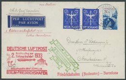 Niederlande: 1933, 2. Südamerikafahrt, Anschlussflug Ab Berlin, Abwurf Barcelona, Pracht -> Automatically Generated Tran - Airmail & Zeppelin