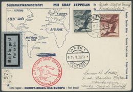 Österreich: 1930, Südamerikafahrt, Bis Praia, Frankiert U.a. Mit Mi.Nr. 485, Prachtkarte -> Automatically Generated Tran - Poste Aérienne & Zeppelin