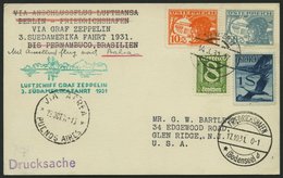 ZULEITUNGSPOST 133 BRIEF, Österreich: 1931, 3. Südamerikafahrt, Drucksachenkarte, Pracht - Poste Aérienne & Zeppelin